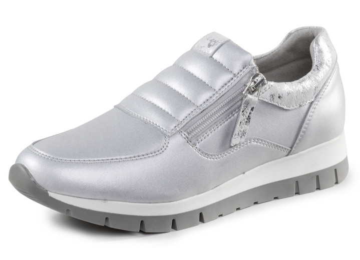 Komfortschuhe - ELENA EDEN Sneaker aus Nappaleder und silbergrau geprägtem Veloursleder, in Größe 036 bis 042, in Farbe MATTSILBER Ansicht 1