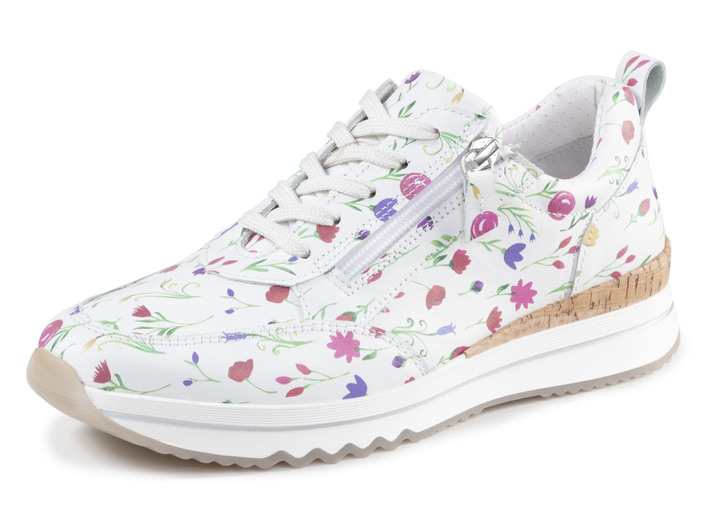 Komfortschuhe - ELENA EDEN Sneaker aus floral bedrucktem Nappaleder, in Größe 036 bis 042, in Farbe WEISS-BUNT Ansicht 1