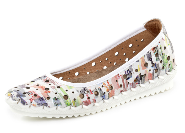 Komfortschuhe - Gemini Ballerina mit luftigen Durchbrüchen, in Größe 036 bis 042, in Farbe WEISS Ansicht 1