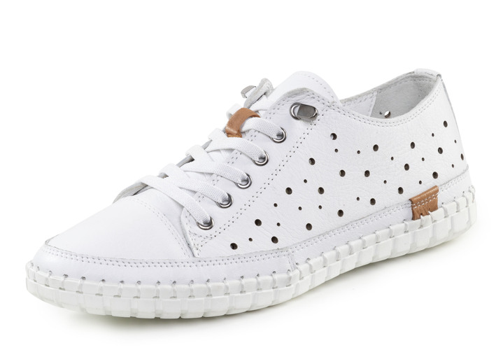 Komfortschuhe - Gemini Schnürschuh mit luftiger Zierlochung, in Größe 036 bis 042, in Farbe WEISS Ansicht 1