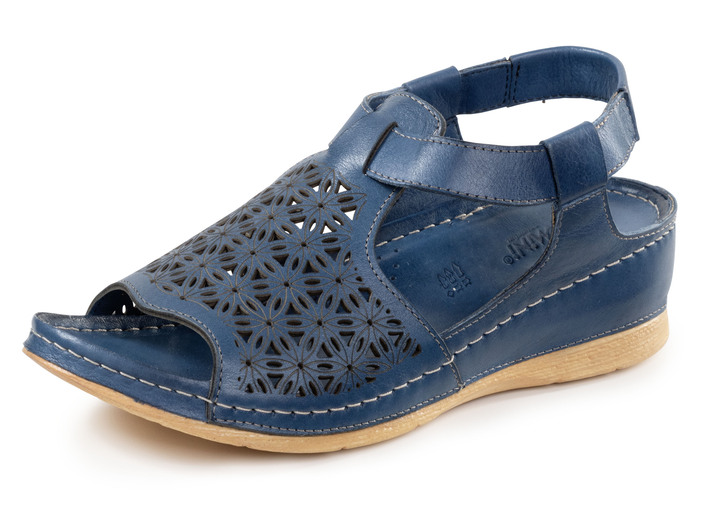 Komfortschuhe - Gemini Sandale aus schattiertem Nappaleder mit Prägung, in Größe 036 bis 042, in Farbe BLAU Ansicht 1