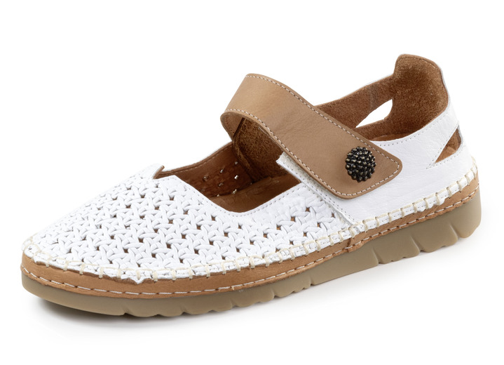 Komfortschuhe - Gemini Slipper aus Nappaleder, in Größe 036 bis 042, in Farbe WEISS-CAMEL Ansicht 1