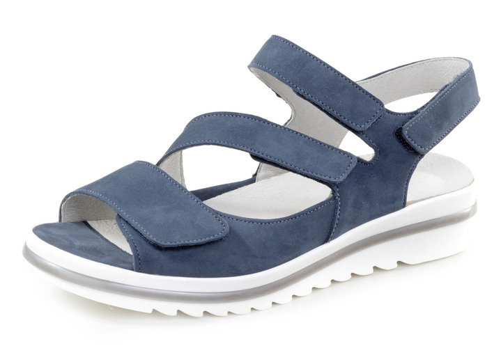 Komfortschuhe - Waldläufer Sandale mit herausnehmbarem Lederfußbett, in Größe 3 1/2 bis 8, in Farbe JEANSBLAU Ansicht 1