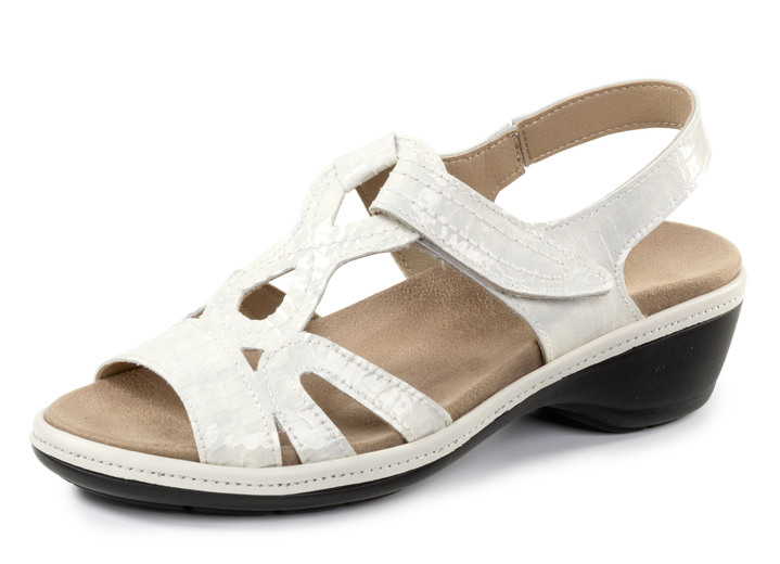 Komfortschuhe - ELENA EDEN Sandale aus krokogeprägtem Lackleder, in Größe 036 bis 042, in Farbe ECRU Ansicht 1