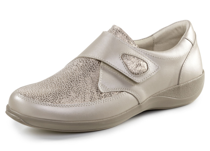 Komfortschuhe - ELENA EDEN Klettschuh aus schimmerndem Nappaleder, in Größe 036 bis 042, in Farbe BEIGE Ansicht 1