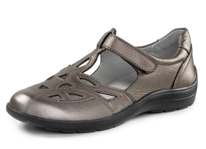 Komfortschuhe - ELENA EDEN Slipper aus teilweise schimmerndem Nappaleder, in Größe 036 bis 042, in Farbe BRONZE Ansicht 1