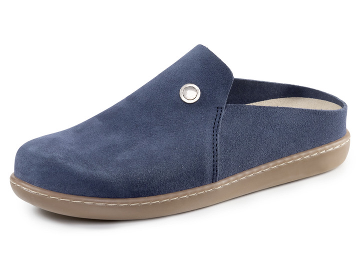 Sandaletten & Pantoletten - ELENA EDEN Clog aus Veloursleder, in Größe 036 bis 042, in Farbe BLAU Ansicht 1