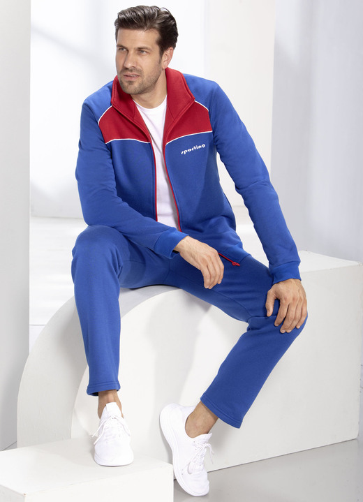 Sport- & Freizeitmode - Freizeitanzug mit Dehnbund, in Größe 024 bis 062, in Farbe ROYALBLAU-ROT Ansicht 1