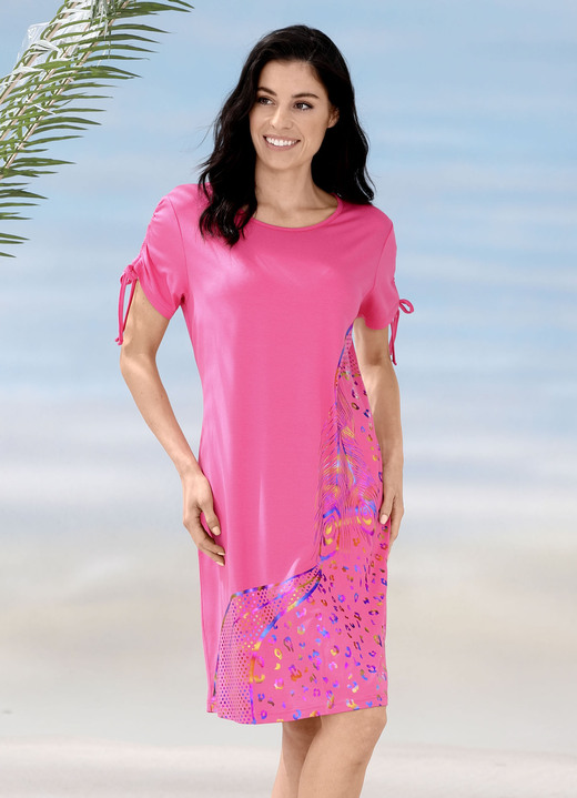 Strandmode - Laurina Kleid mit schimmerndem Druck, in Größe 036 bis 054, in Farbe PINK Ansicht 1