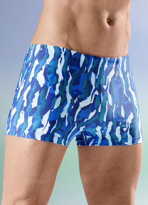 Bademode - Schwab Badehose in höherer Kastenform, in Größe 005 bis 013, in Farbe ROYALBLAU-BUNT