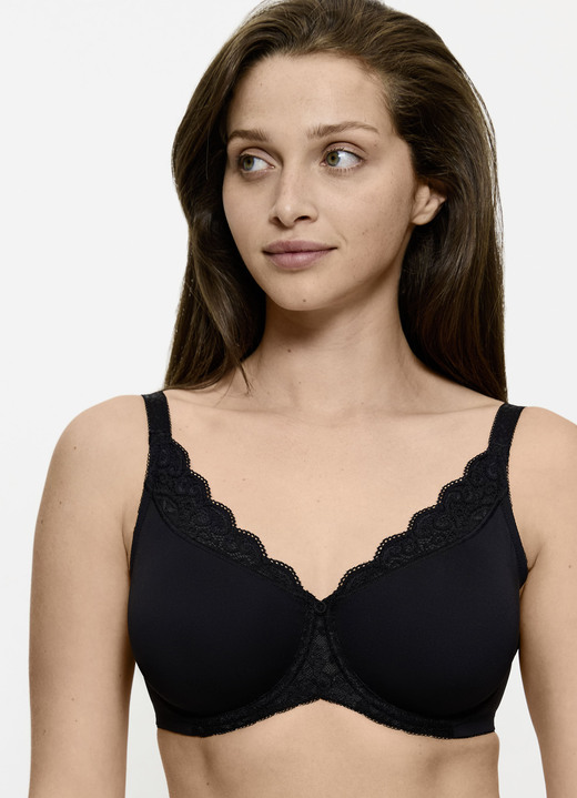 Bügel-BH - Triumph Amourette Minimzer-Bügel-BH mit Elastikspitze, in Größe 075 bis 095, in Cup C, in Farbe SCHWARZ Ansicht 1