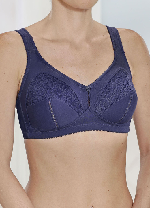 Unterwäsche - Zweierpack BH mit Spitzeneinsätzen, in Größe 080 bis 110, in Cup B, in Farbe 1X MARINE, 1X WEISS Ansicht 1