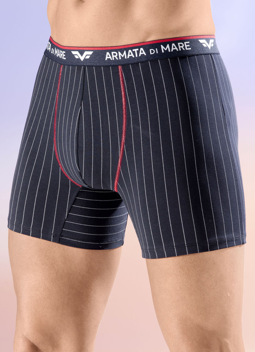 Unterwäsche - Viererpack Pants mit Elastikbund, in Größe 005 bis 011, in Farbe 2X NAVY-WEISS-ROT, 2X UNI NAVY