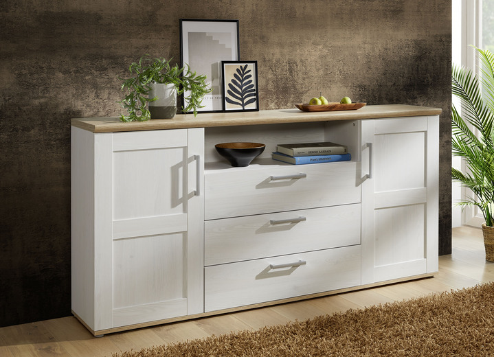 Sideboards & Kommoden - Hochwertiges Sideboard, in Farbe WEISS-EICHE Ansicht 1