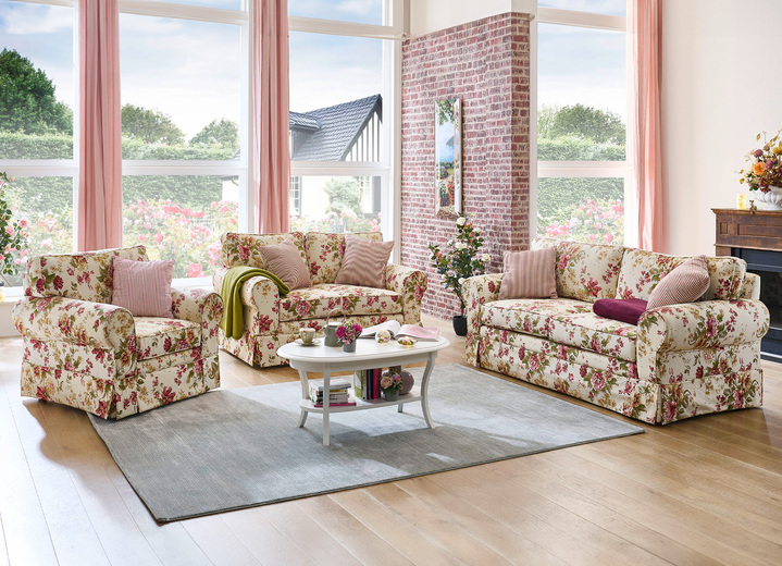 Polstermöbel - Frei im Raum aufstellbare Polstermöbel mit Dekokissen, in Farbe ROT, in Ausführung Hocker Ansicht 1