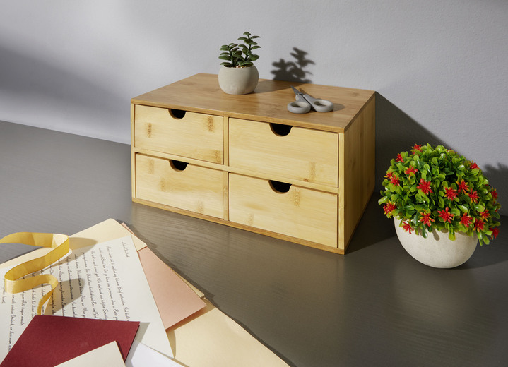 Kleinmöbel - Schubladen-Schrank aus Bambus, in Farbe NATUR Ansicht 1