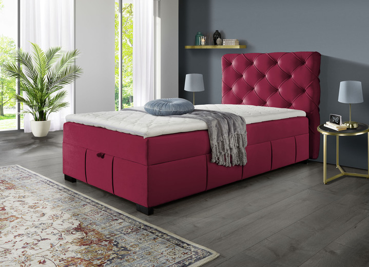 Betten - Boxspringbett mit Kaltschaumtopper, in Farbe ROT Ansicht 1