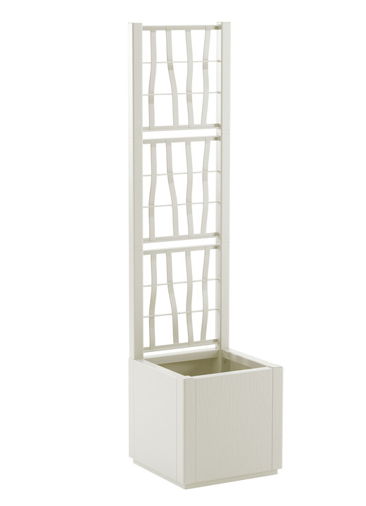 Blumentöpfe & Pflanzgefäße - Pflanzkasten aus recyceltem Polypropylen, in Farbe WEISS, in Ausführung Mit Spalier, schmal Ansicht 1