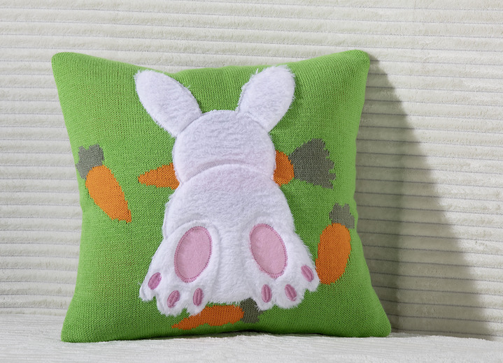 Kissenbezüge - Kissenbezug mit Hasenmotiven, in Farbe BUNT, in Ausführung Hase mit Karotten Ansicht 1