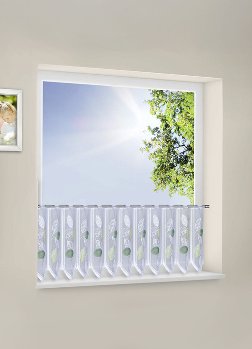 Landhaus & Küche - Kurzstore mit gebogtem Abschluss, in Größe 788 (H45xB105 cm) bis 859 (H60xB135 cm), in Farbe WEISS-GRÜN Ansicht 1