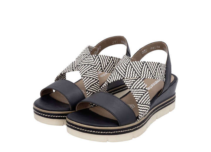 Sandaletten & Pantoletten - Remonte Sandalette mit Flechtdurchzügen, in Größe 036 bis 042, in Farbe SCHWARZ-CREME Ansicht 1