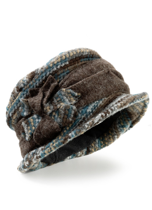 Damenmode - Warmer Damen-Hut mit Krempe, in Farbe PETROL-BRAUN Ansicht 1