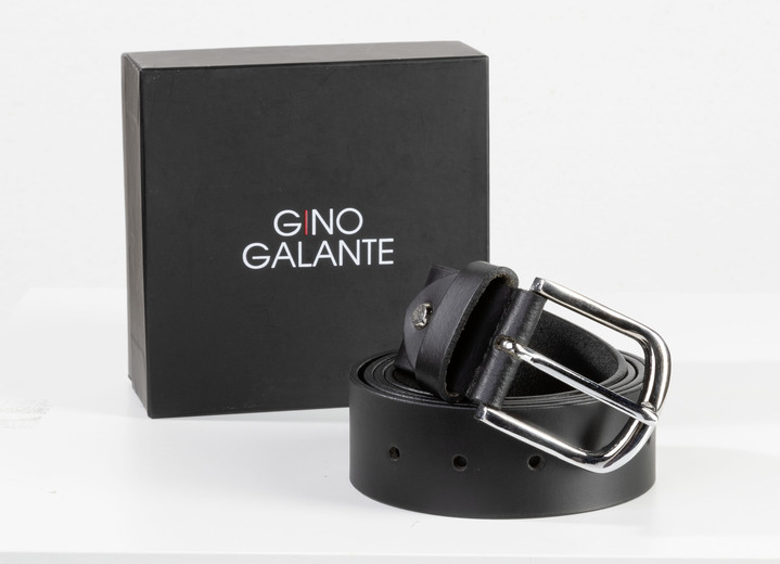 Accessoires    - GINO GALANTE, modischer Herren-Gürtel inkl. Box, 3,5 cm breit, in Größe 095 bis 115, in Farbe SCHWARZ Ansicht 1
