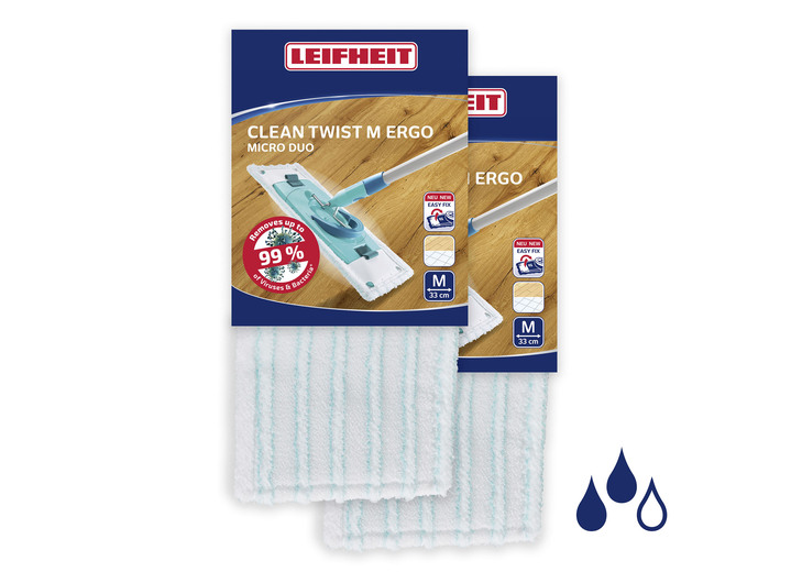 Zubehör - Ersatzbezüge 2er-Set, für Leifheit Power Clean, in Farbe TÜRKIS