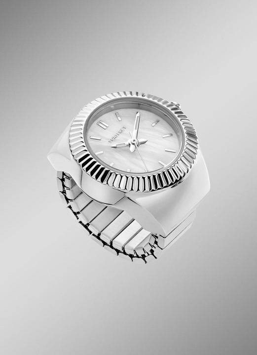 Quartzuhren - Ringuhr mit Gehäuse aus Edelstahl, in Farbe  Ansicht 1