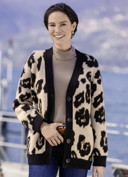 Jacken, Westen & Sets - Strickjacke mit flauschigem Griff Jacken, Westen & Sets - Strickjacke mit flauschigem Griff, in Größe L(44/46) bis XXL(52/54), in Farbe BEIGE-SCHWARZ-BRAUN