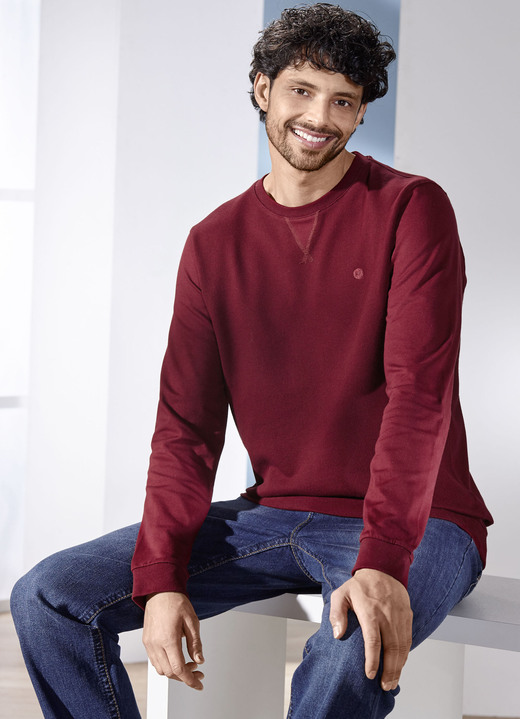 Hemden, Pullover & Shirts - Sweatshirt in 3 Farben, in Größe 3XL (64/66) bis XXL (60/62), in Farbe BORDEAUX Ansicht 1