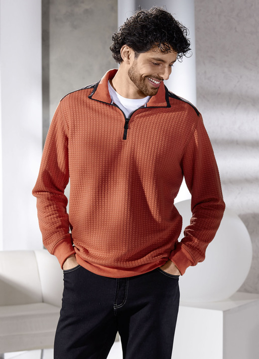 Hemden, Pullover & Shirts - Troyer mit Strukturdessin, in Größe 046 bis 062, in Farbe TERRA Ansicht 1