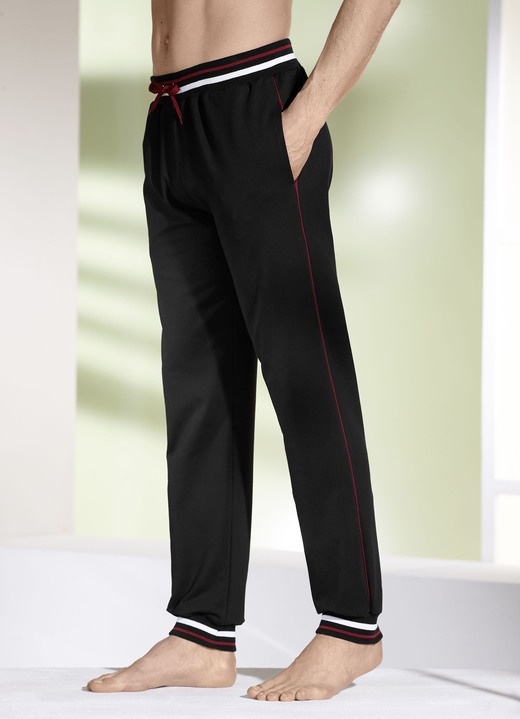 Freizeitmode & Bademäntel - Hose mit Ripp-Bündchen, in Größe 024 bis 062, in Farbe SCHWARZ Ansicht 1