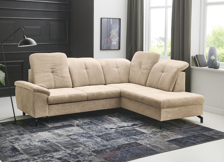 Funktions-Polstermöbel - Moderne Polsterecke mit Bettfunktion und Bettkasten, in Farbe BEIGE Ansicht 1