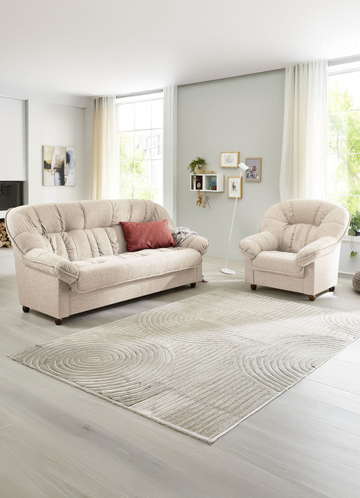 Funktions-Polstermöbel - Komfortable Polstermöbel, in Farbe BEIGE, in Ausführung Polstergruppe, 2-teilig mit Sessel Ansicht 1