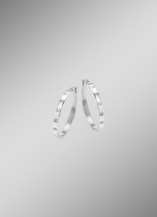 Damen-Modeschmuck - Strahlende Creolen mit synth. Zirkonia für unvergessliche Momente, in Farbe  Ansicht 1