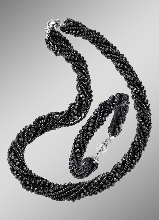 Damen-Modeschmuck - Wundervoll funkelndes Schmuck-Set, 2-teilig, in Farbe SCHWARZ Ansicht 1