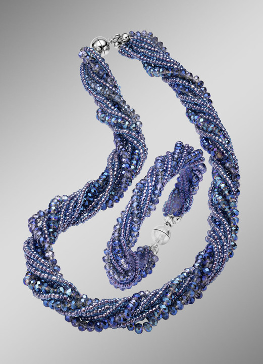 Damen-Modeschmuck - Wundervoll funkelndes Schmuck-Set, 2-teilig, in Farbe JEANSBLAU Ansicht 1