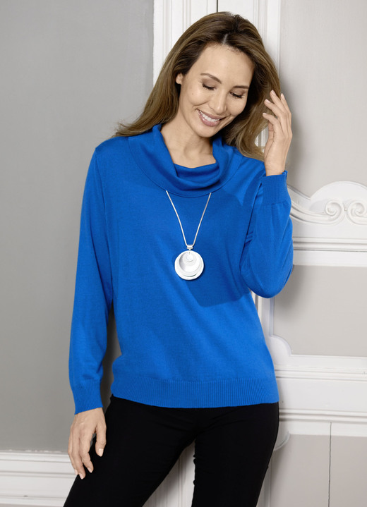 Pullover - Pullover in Feinstrick mit Schurwolle, in Größe 036 bis 050, in Farbe ROYALBLAU Ansicht 1