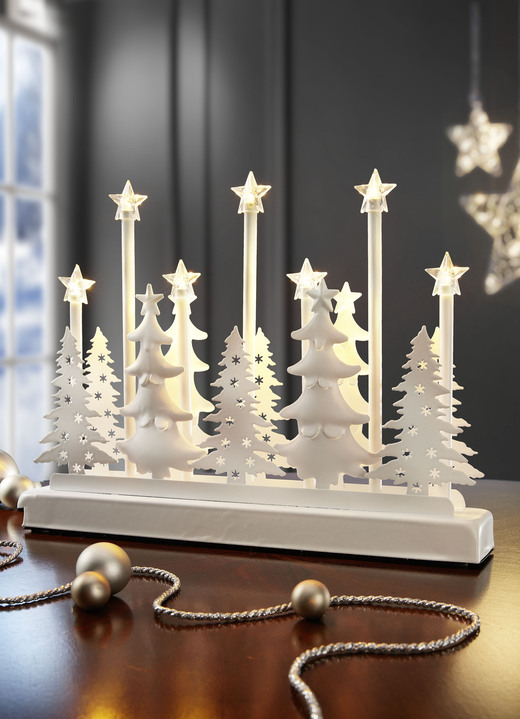 Weihnachtliche Dekorationen - LED-Leuchter aus Metall, in Farbe WEISS