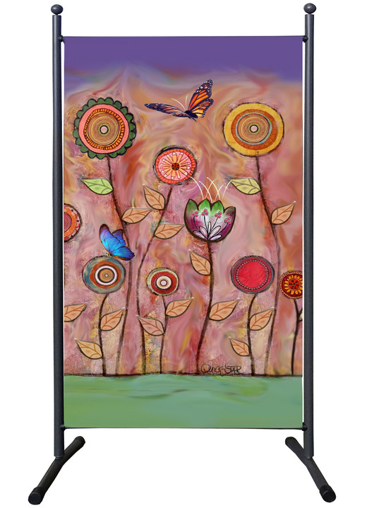 Sichtschutz & Sonnenschutz - Stellwand mit originellem Blumenmotiv, in Farbe BUNT Ansicht 1