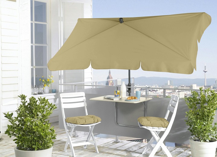 Sichtschutz & Sonnenschutz - Höhenverstellbarer Balkonschirm mit Knickmechanismus, in Farbe SAND Ansicht 1