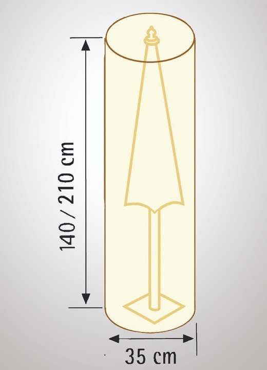 Gartenzubehör - Reißfeste, witterungsbeständige und atmungsaktive Schutzhüllen, in Farbe BEIGE UNI, in Ausführung für Schirm, Höhe 140 cm Ansicht 1