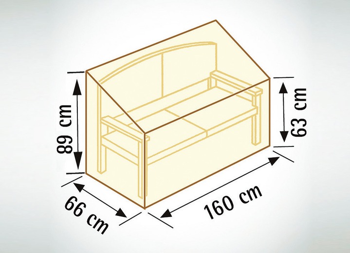 Gartenzubehör - Reißfeste, witterungsbeständige und atmungsaktive Schutzhüllen, in Farbe BEIGE UNI, in Ausführung für Gartenbank Ansicht 1