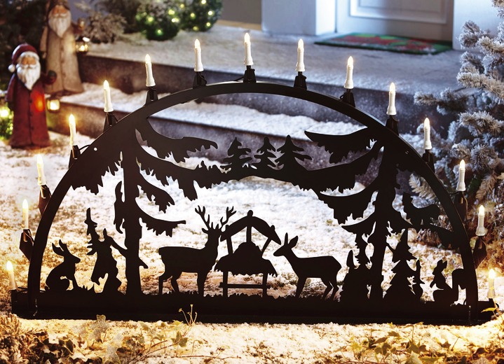 Weihnachten - Garten-Schwibbogen Futterkrippe aus Aluminium, in Farbe SCHWARZ, in Ausführung Kleine Futterkrippe Ansicht 1