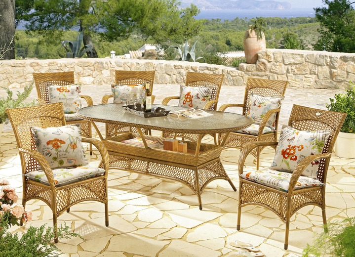 Gartenmöbel - Best Gartenmöbel Madelene mit langlebiger Kunststoffbespannung, in Farbe KARAMELL, in Ausführung Runder Tisch Ansicht 1