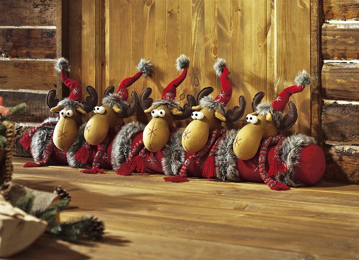 Weihnachtliche Dekorationen - Zugluftrolle Elche, in Farbe ROT-BRAUN