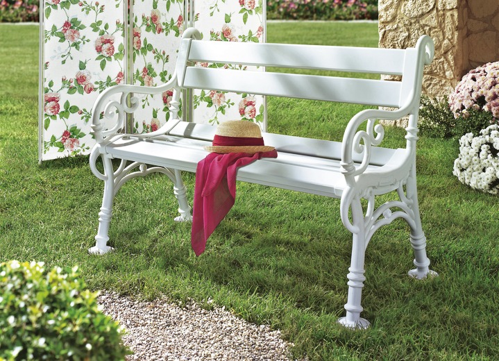 Gartenmöbel - Gartenbank aus Voll-Kunststoff , in Farbe WEIß, in Ausführung 2-Sitzer