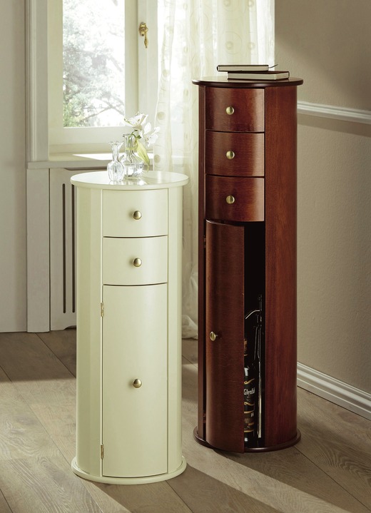 Sideboards & Kommoden - Teilmassive Kommode in säulenartiger Form, in Farbe BEIGE, in Ausführung 2 Schubladen