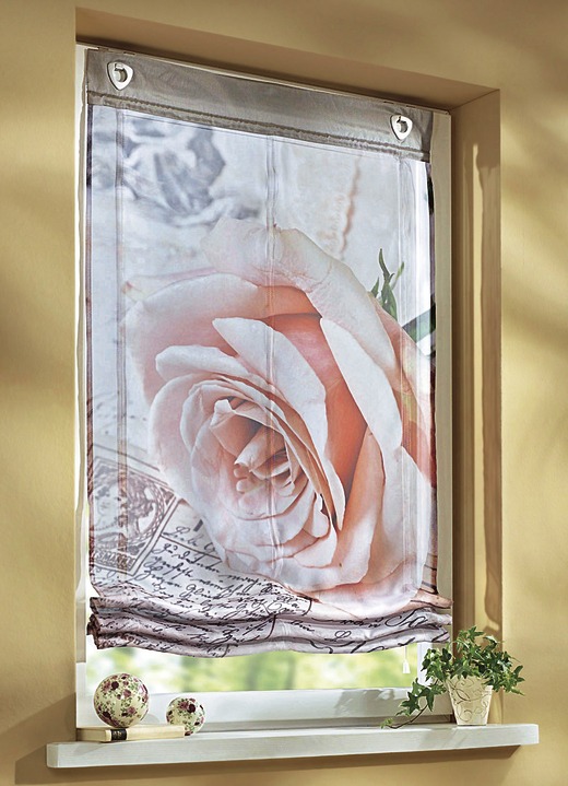 Modern - Raffrollo mit Rosen-Motiv , in Größe 316 (H140xB 45 cm) bis 324 (H140xB100 cm), in Farbe